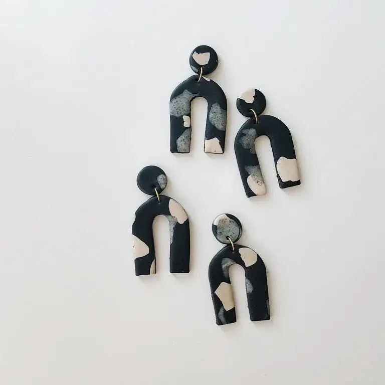 Ecru + Granite Arc Earrings