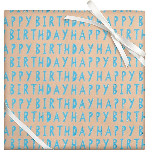 Happy Birthday Blue Glitter Wrap